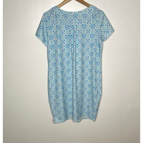 Jude Connally Womens Short Sleeve Sundress Medium Blue Geometric Print Stretch - Picture 7 of 7